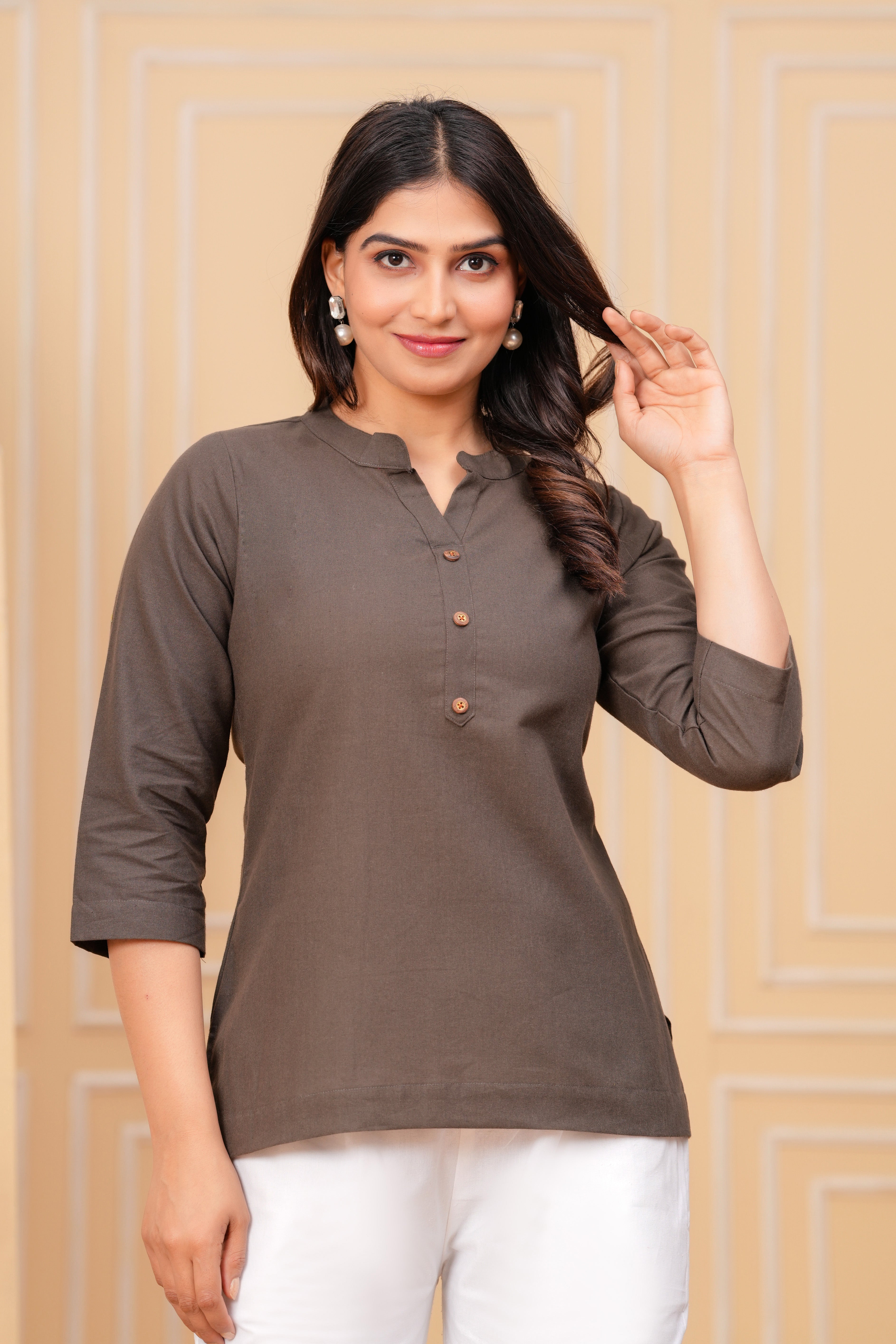 Linen Solid Short Kurta